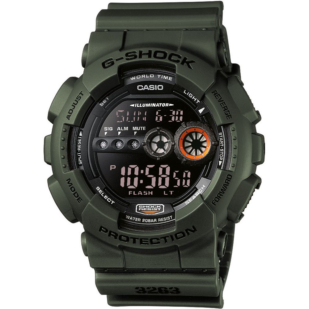 Montre G-Shock Classic Style GD-100MS-3ER World Time - Military Stealth