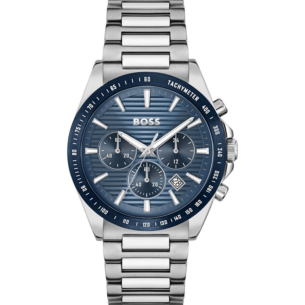 Montre Chronographe BOSS STRIKE CHRONO Homme Blanc Et Bleue - Quartz, Neuve Sous Boîte