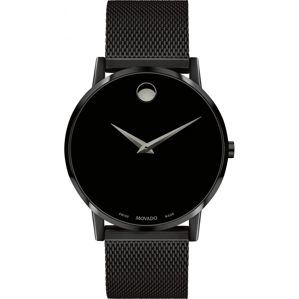 Montre Movado Museum Femme - Cadran Noir Iconique - Bracelet Cuir Noir - Étanche - Réf. 87.A1.825