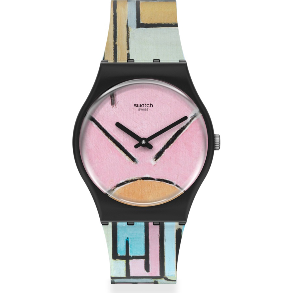 Montre Swatch Standard Gents GZ350 Composition in oval with color planes 1 - by Piet Mondriaan