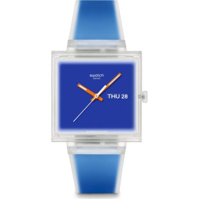 Montre Swatch What If - Square SO38K701 What If... Jelly see thru blue?