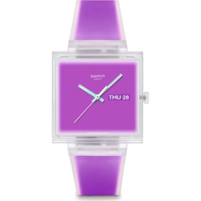 Montre Swatch What If - Square SO38K705 What If... Jelly see thru magenta?