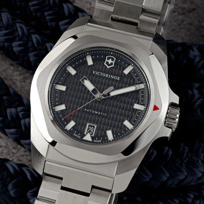 Victorinox I.N.O.X. Automatic LE 41mm - Orologio In Carbonio Con Cinturino In Gomma Nero - Edizione Limitata 1000 Pezzi